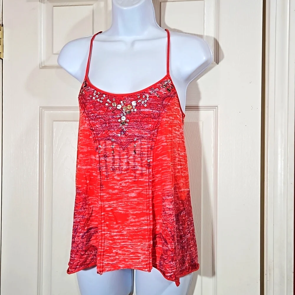 Free People pink & white Boho Tank top - Picture 1 of 9